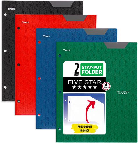 plastic folders with pockets and prongs|Five Star 2.